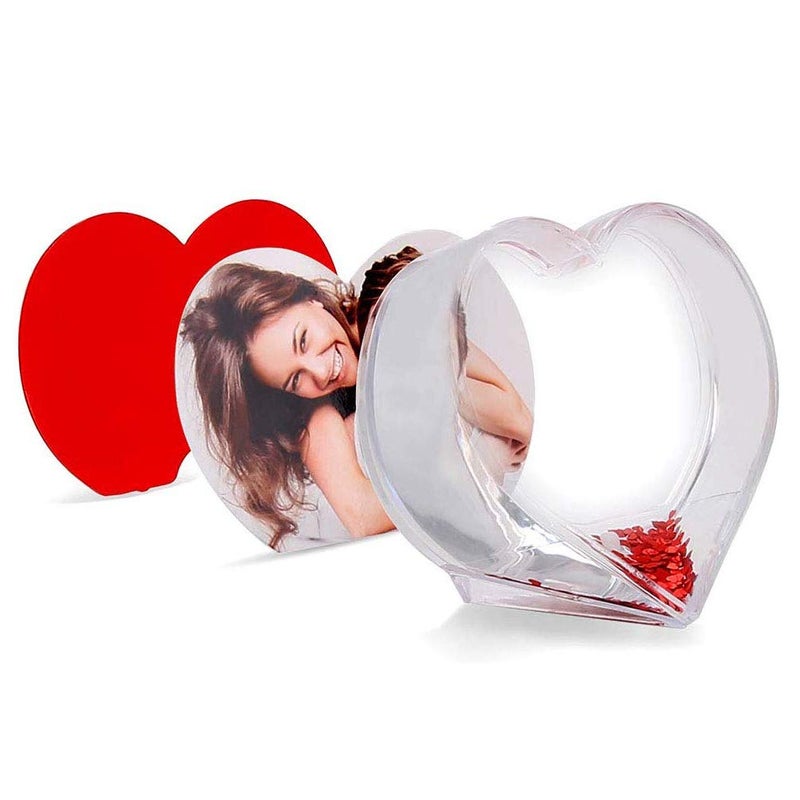 RDH Glitter Heart Shaped Picture Frames Liquid Snow Globe Photo Frame for Couples Friends Family (Love) 3.54 x 3.74" - Image 4